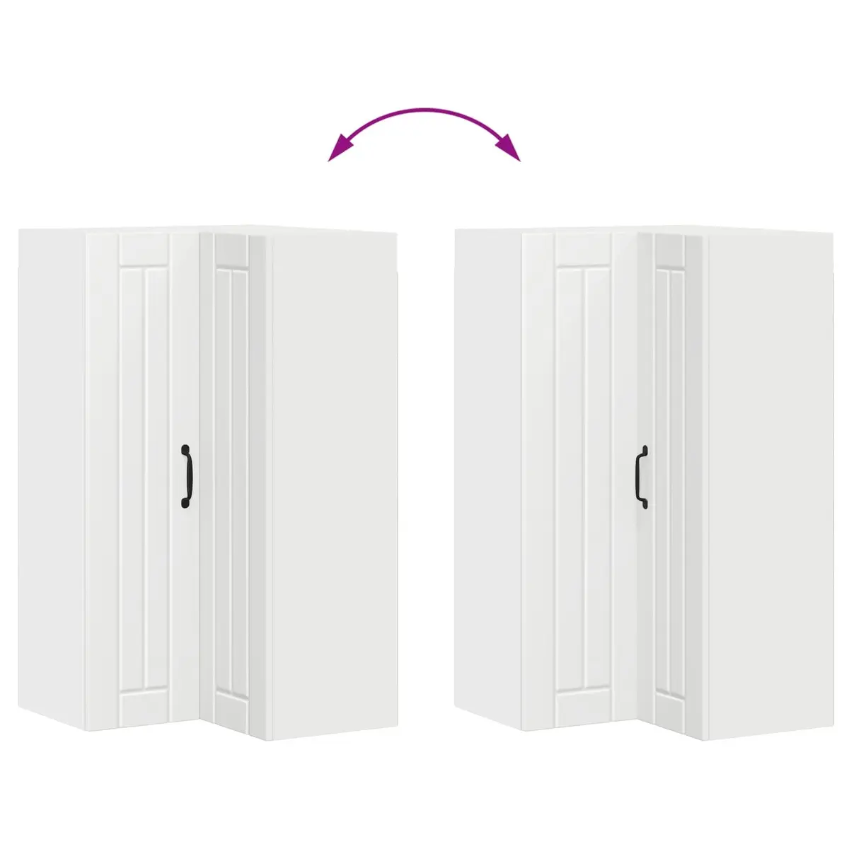White Wooden Wall Corner Cabinet Kitchen Storage Unit 57 x 57 x 100 cm Modern