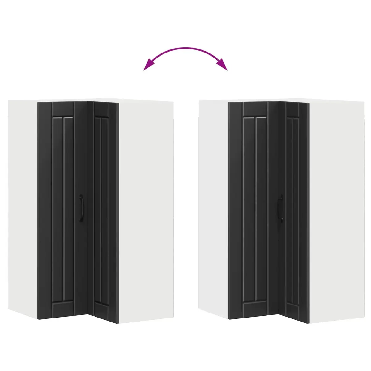 Wall Corner Kitchen Cabinet Storage 57x57x100cm Black Modern