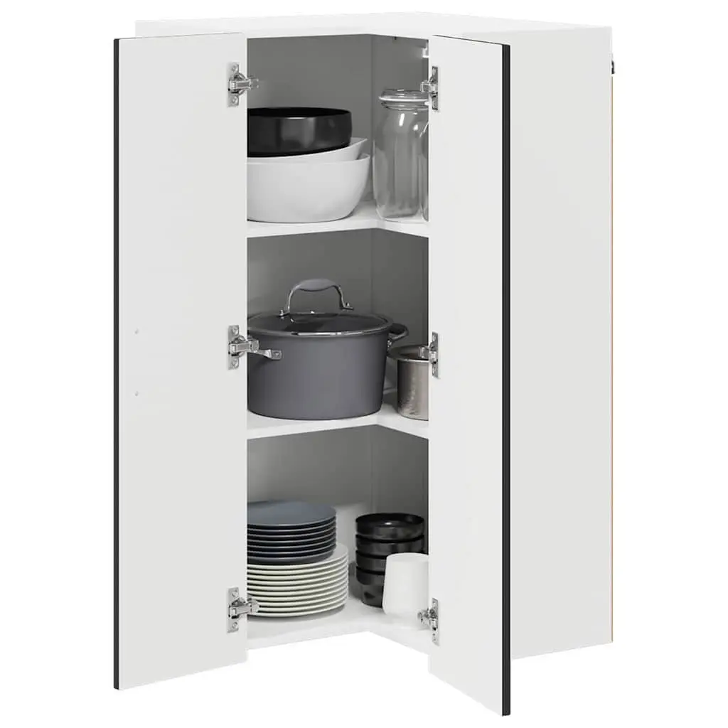 Wall Corner Kitchen Cabinet Storage 57x57x100cm Black Modern