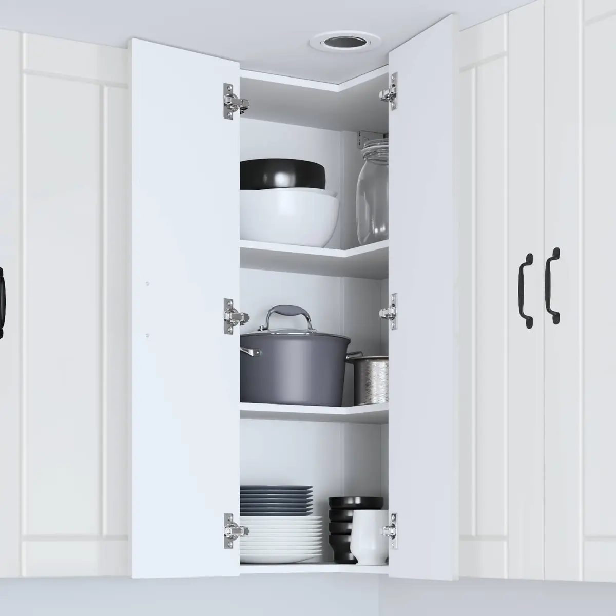 High Gloss White Corner Cabinet for Kitchen Use