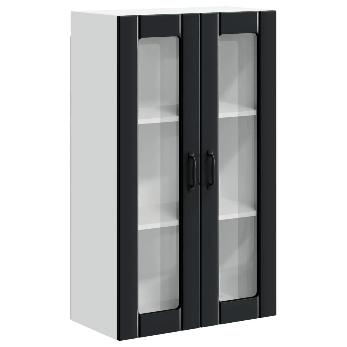 Wall Glass Cabinet Black 60x31x100cm Kitchen Storage Engineered Wood Modern
