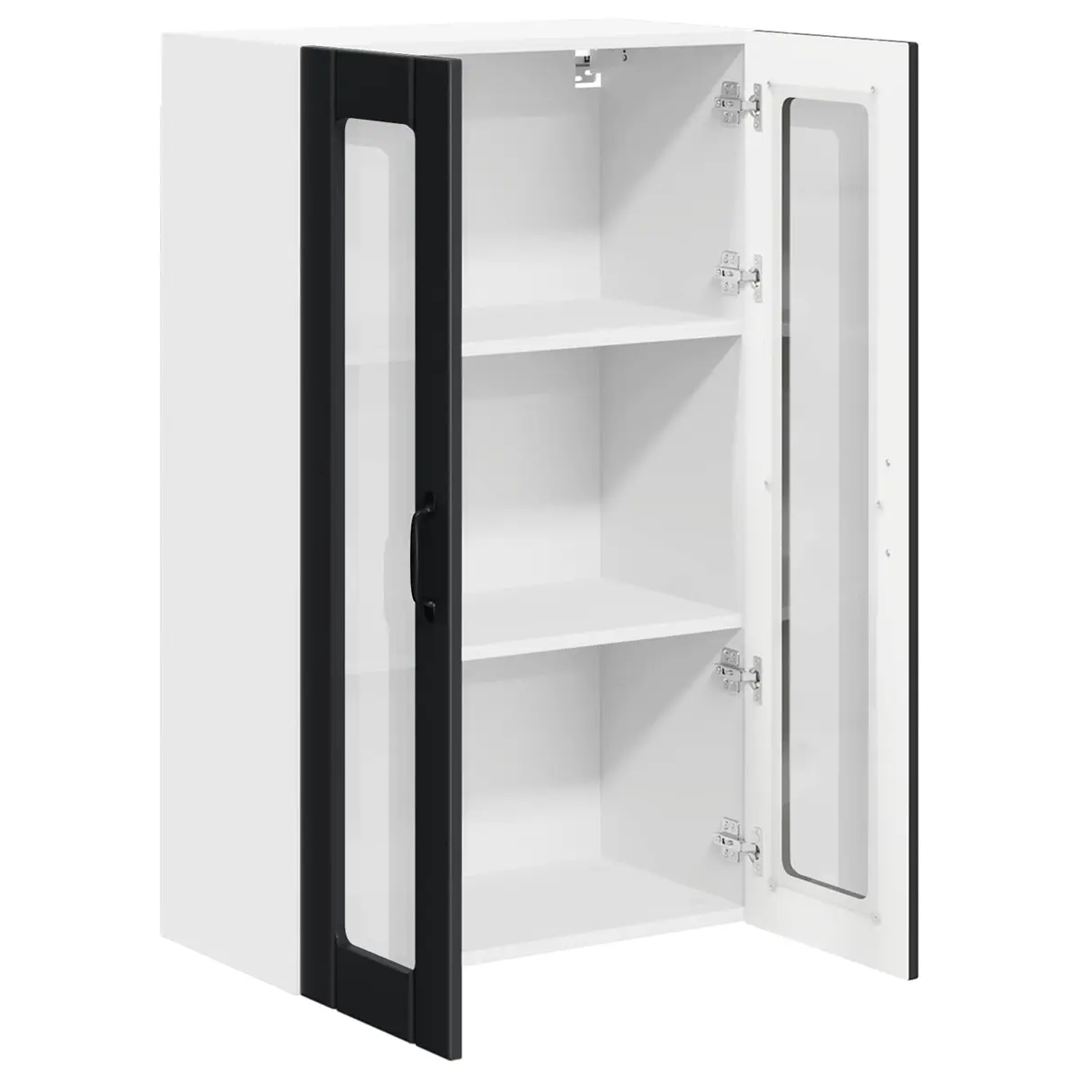 Wall Glass Cabinet Black 60x31x100cm Kitchen Storage Engineered Wood Modern