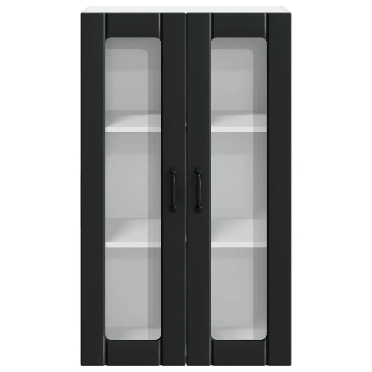 Wall Glass Cabinet Black 60x31x100cm Kitchen Storage Engineered Wood Modern