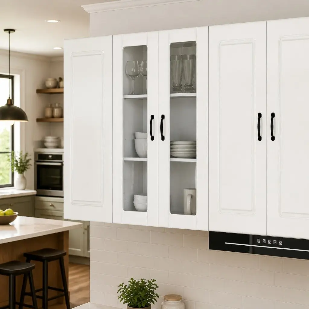 Wall Glass Cabinet Kitchen Storage High Gloss White Engineered Wood 60x31x100cm