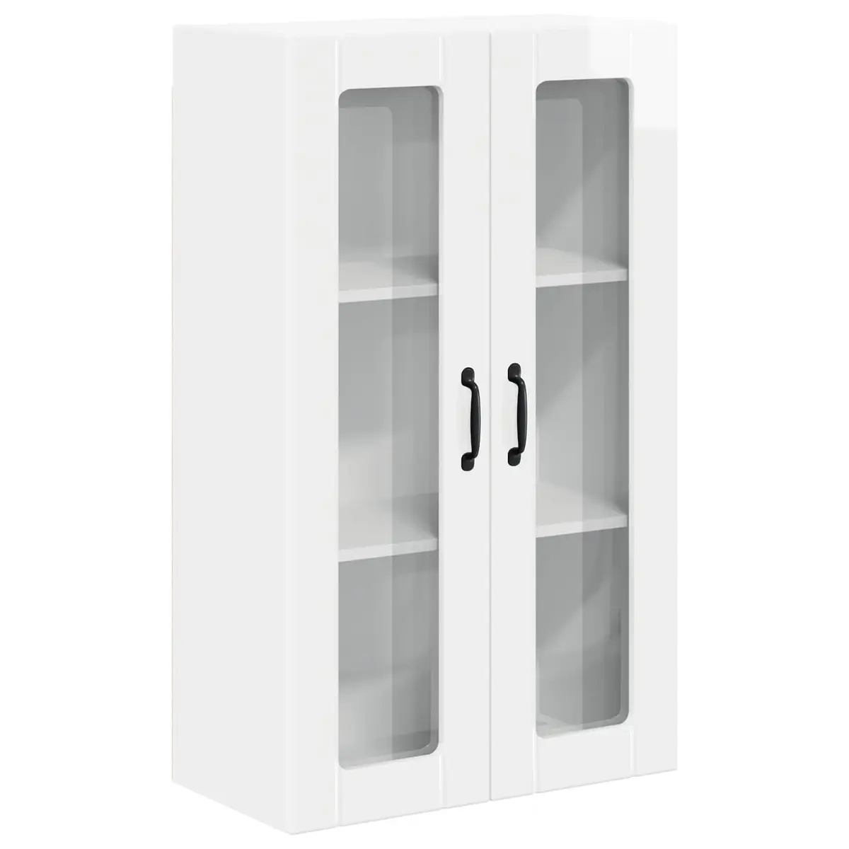 Wall Glass Cabinet Kitchen Storage High Gloss White Engineered Wood 60x31x100cm