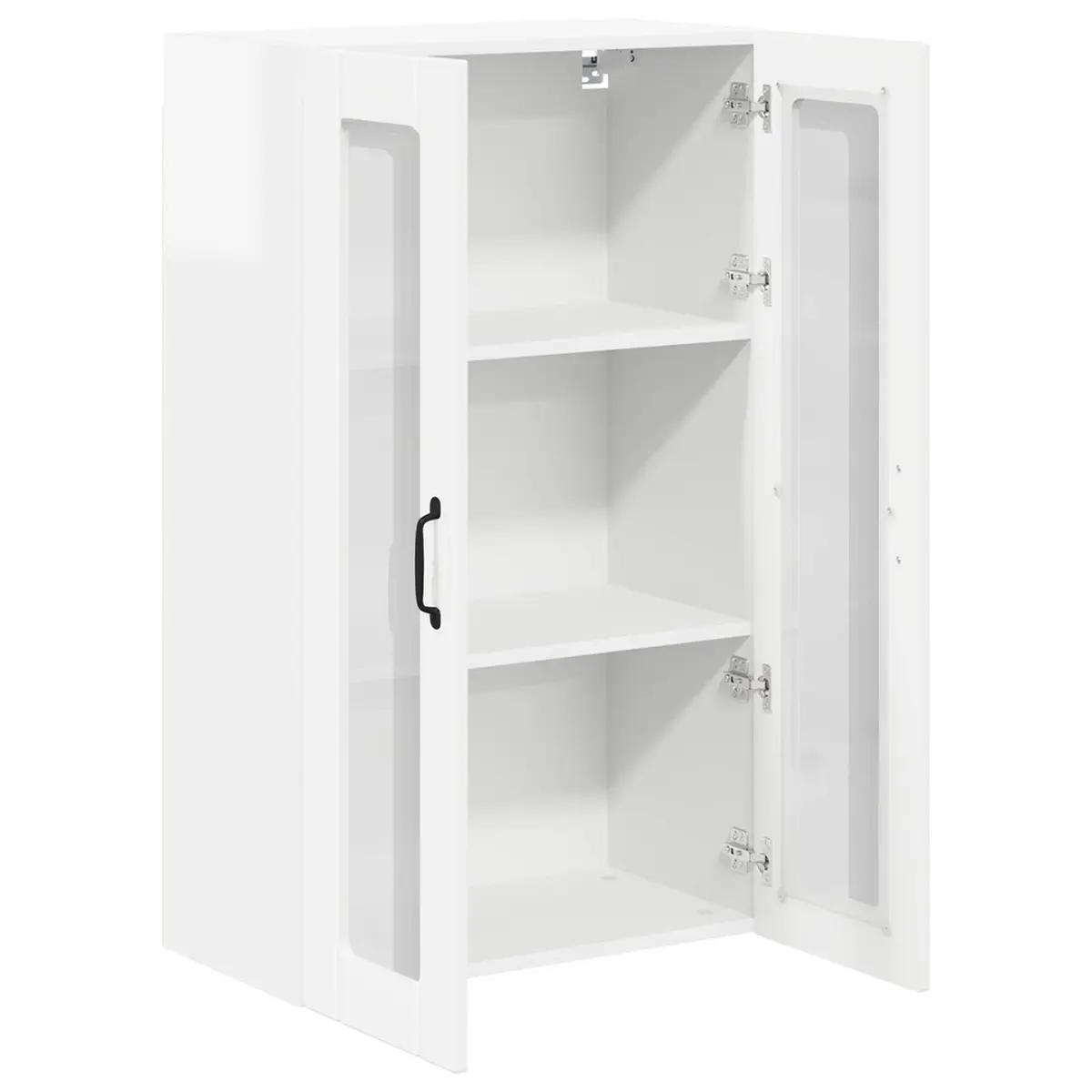 Wall Glass Cabinet Kitchen Storage High Gloss White Engineered Wood 60x31x100cm