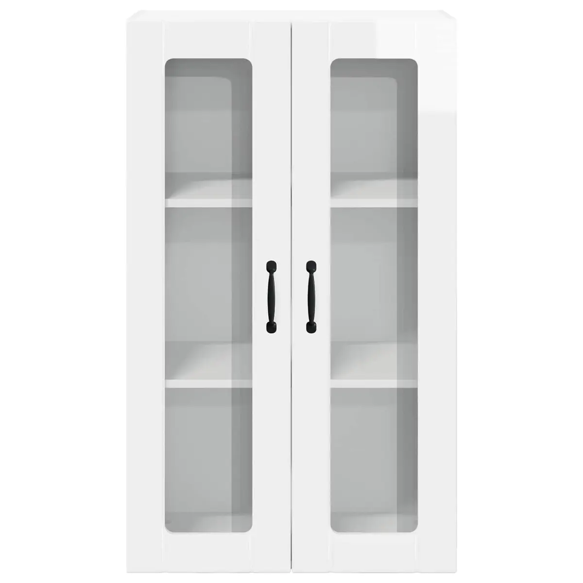 Wall Glass Cabinet Kitchen Storage High Gloss White Engineered Wood 60x31x100cm