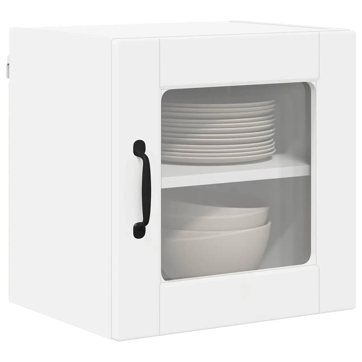 Wall Glass Cabinet Kitchen Storage White Engineered Wood 40x31x40cm Shelves