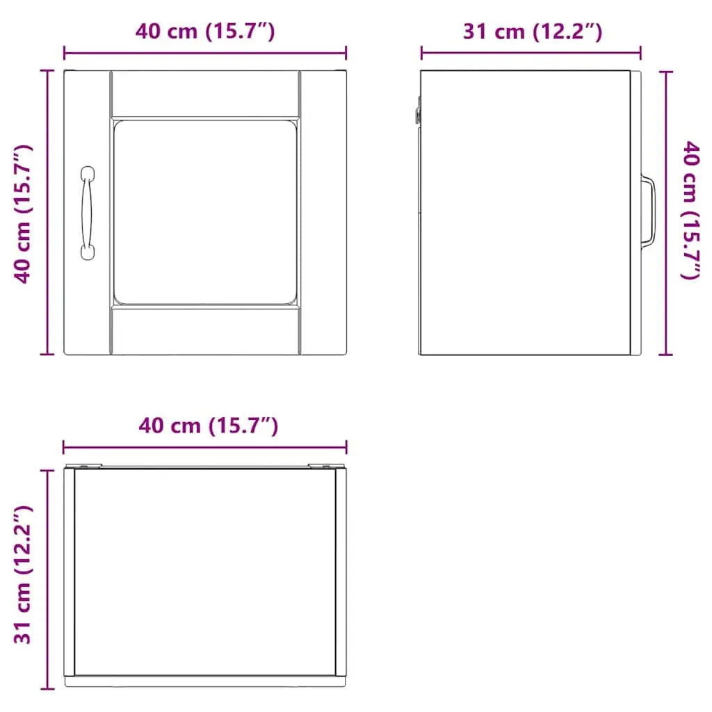Wall Cabinet Kitchen Storage 40x31x40cm Black Engineered Wood