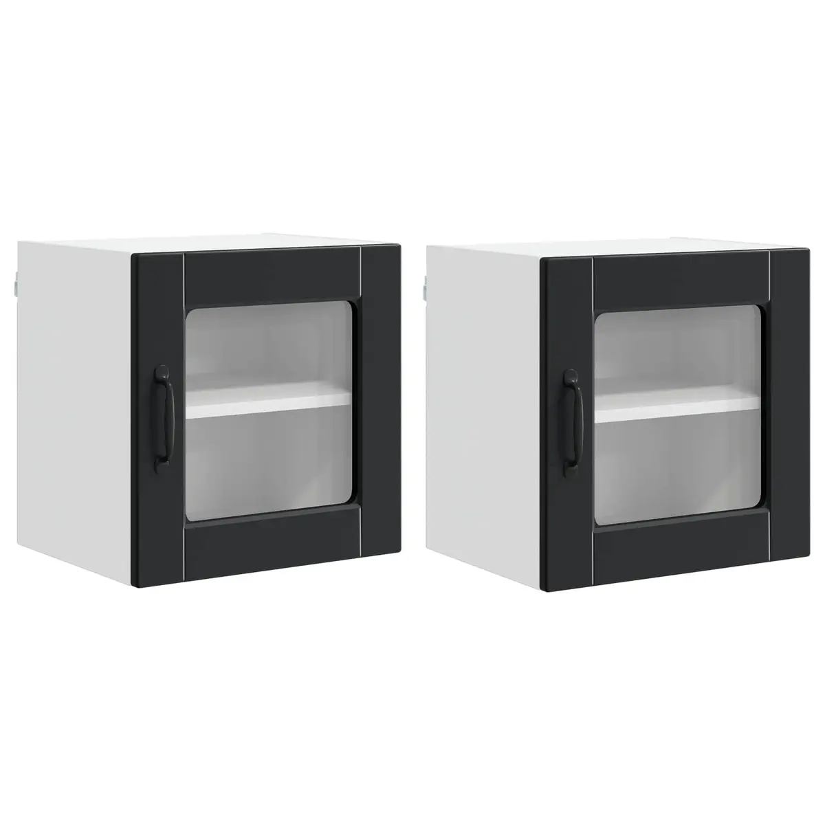 Wall Glass Cabinet Black Kitchen Storage 2 Pieces 40 x 31 x 40 cm Modern