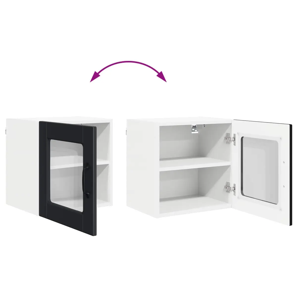 Wall Glass Cabinet Black Kitchen Storage 2 Pieces 40 x 31 x 40 cm Modern