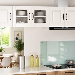 Practical High Gloss White Wall Glass Cabinet for Kitchens