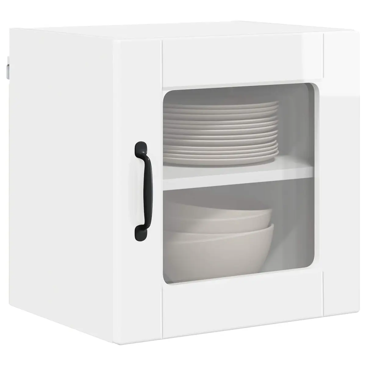 High Gloss White Wall Glass Cabinet for Kitchens