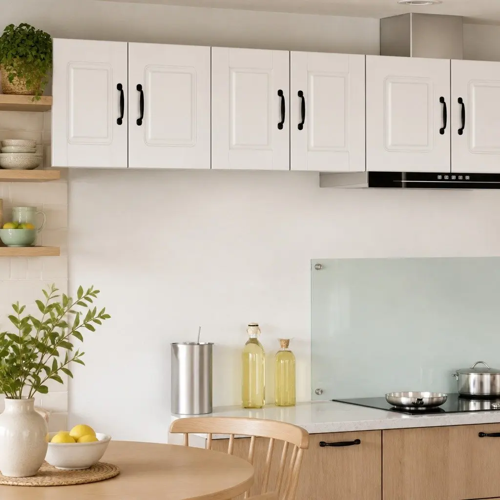 Wall-Mounted Kitchen Cabinet Storage Unit 2 Pieces White Shelving Organiser