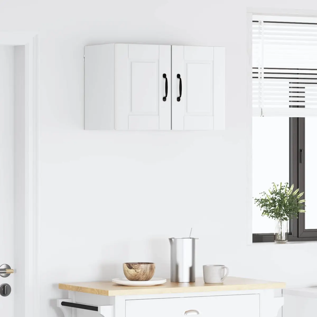 Wall-Mounted Kitchen Cabinet Storage Unit 2 Pieces White Shelving Organiser