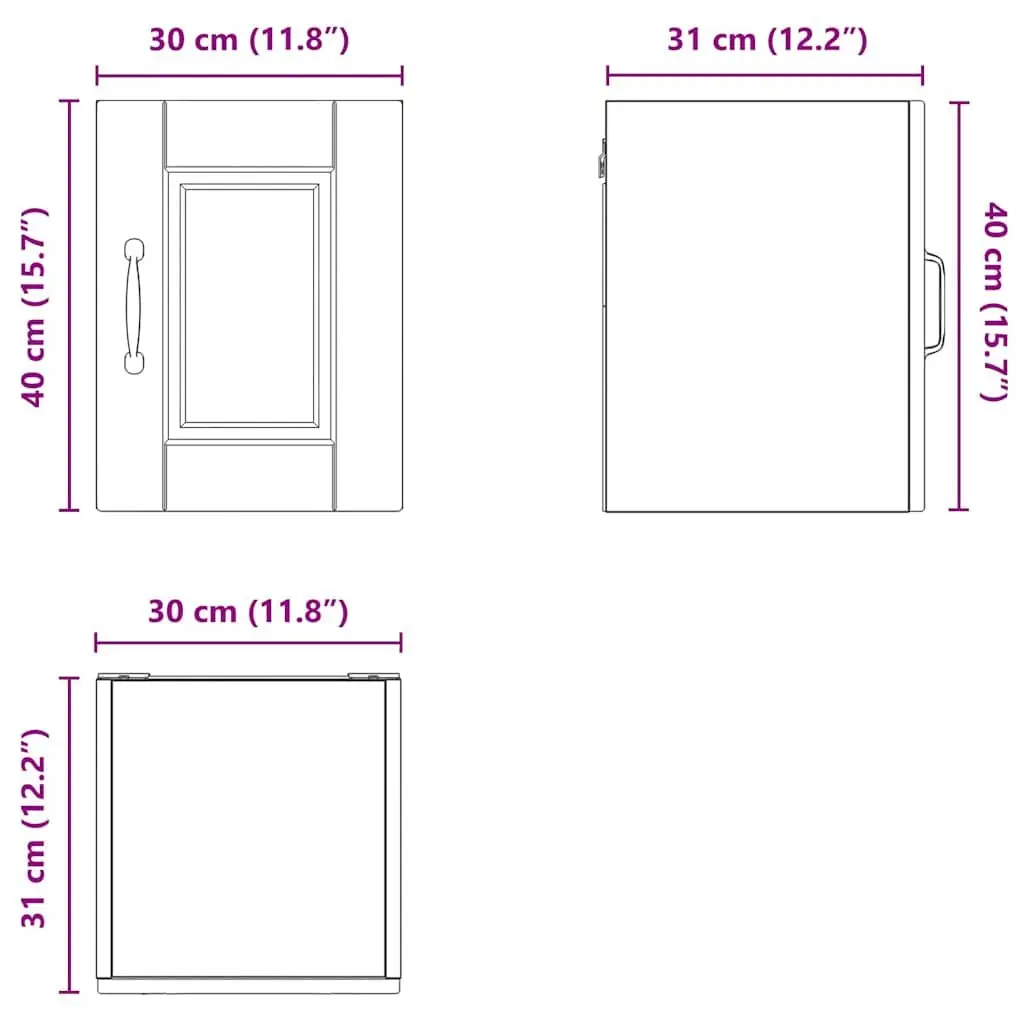 Wall Cabinet PORTO Black Kitchen Storage 30 x 31 x 40 cm Engineered Wood