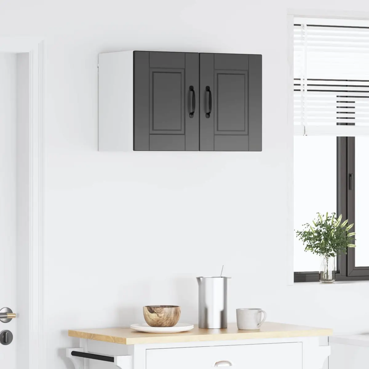 Wall Cabinet Kitchen Storage Engineered Wood Black 30 x 31 x 40 cm 2 Pieces
