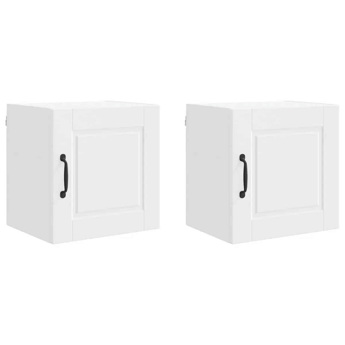 Wall Cabinet Kitchen Storage 2 Piece White Engineered Wood Shelves Compartments