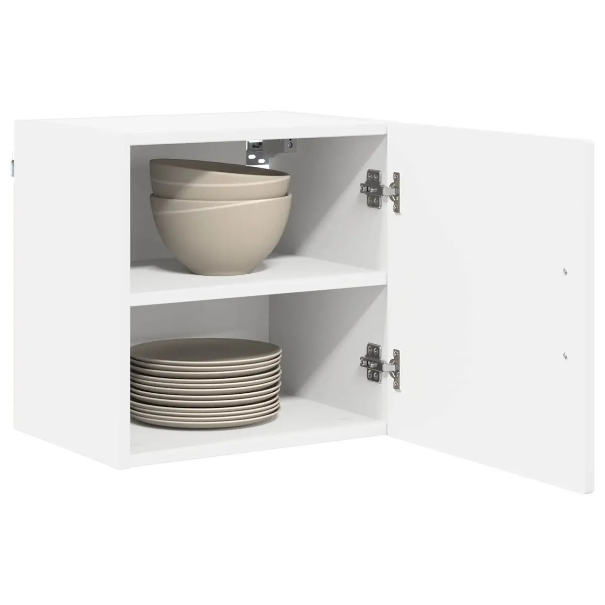 Wall Cabinet Kitchen Storage 2 Piece White Engineered Wood Shelves Compartments