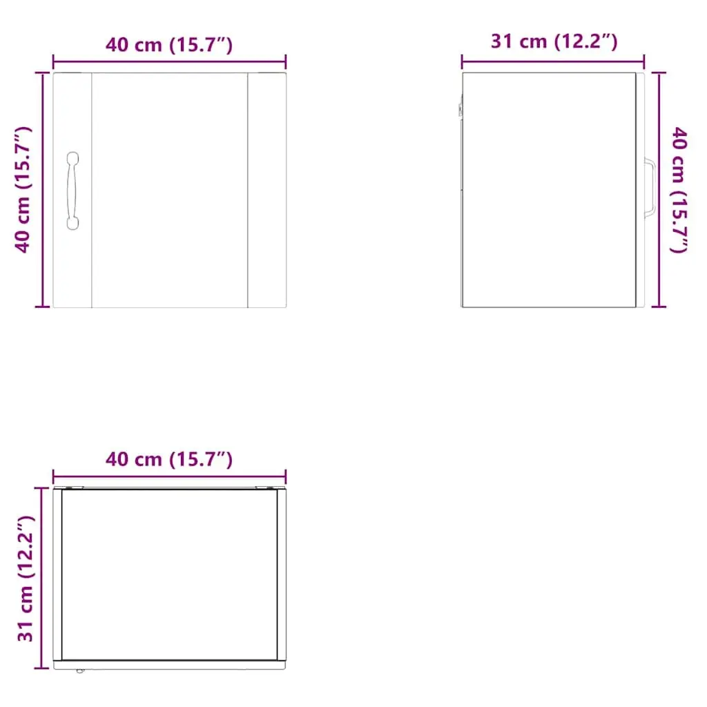 Wall Cabinet Kitchen Storage 40x31x40 cm Black Engineered Wood