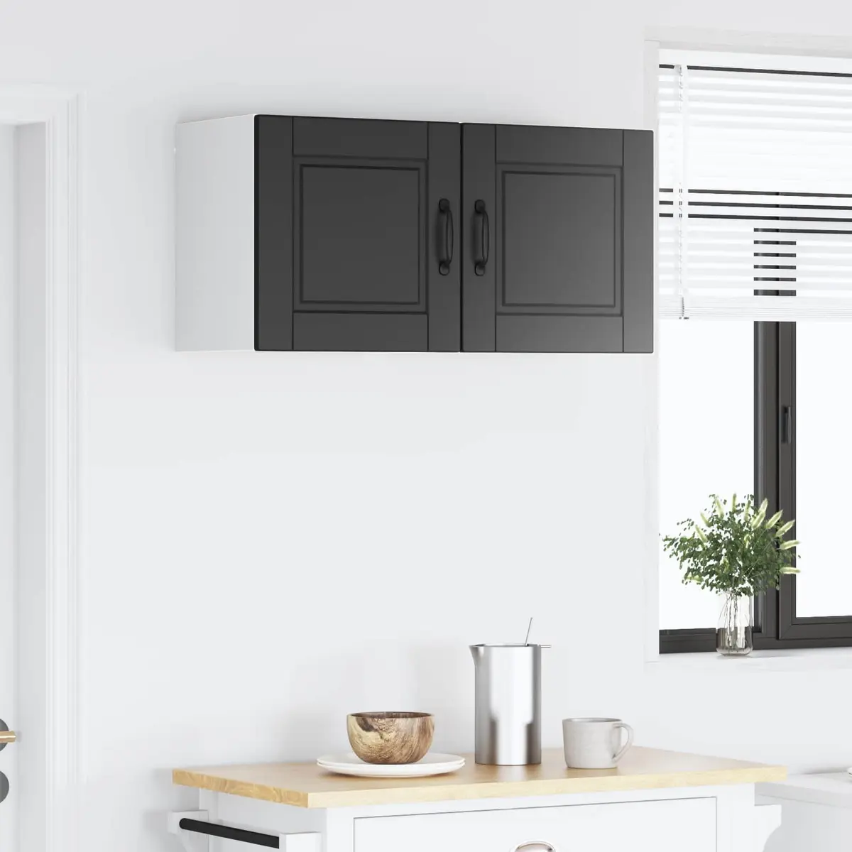 Wall Cabinet Kitchen Storage 40 x 31 x 40 cm Black 2 Pieces Engineered Wood