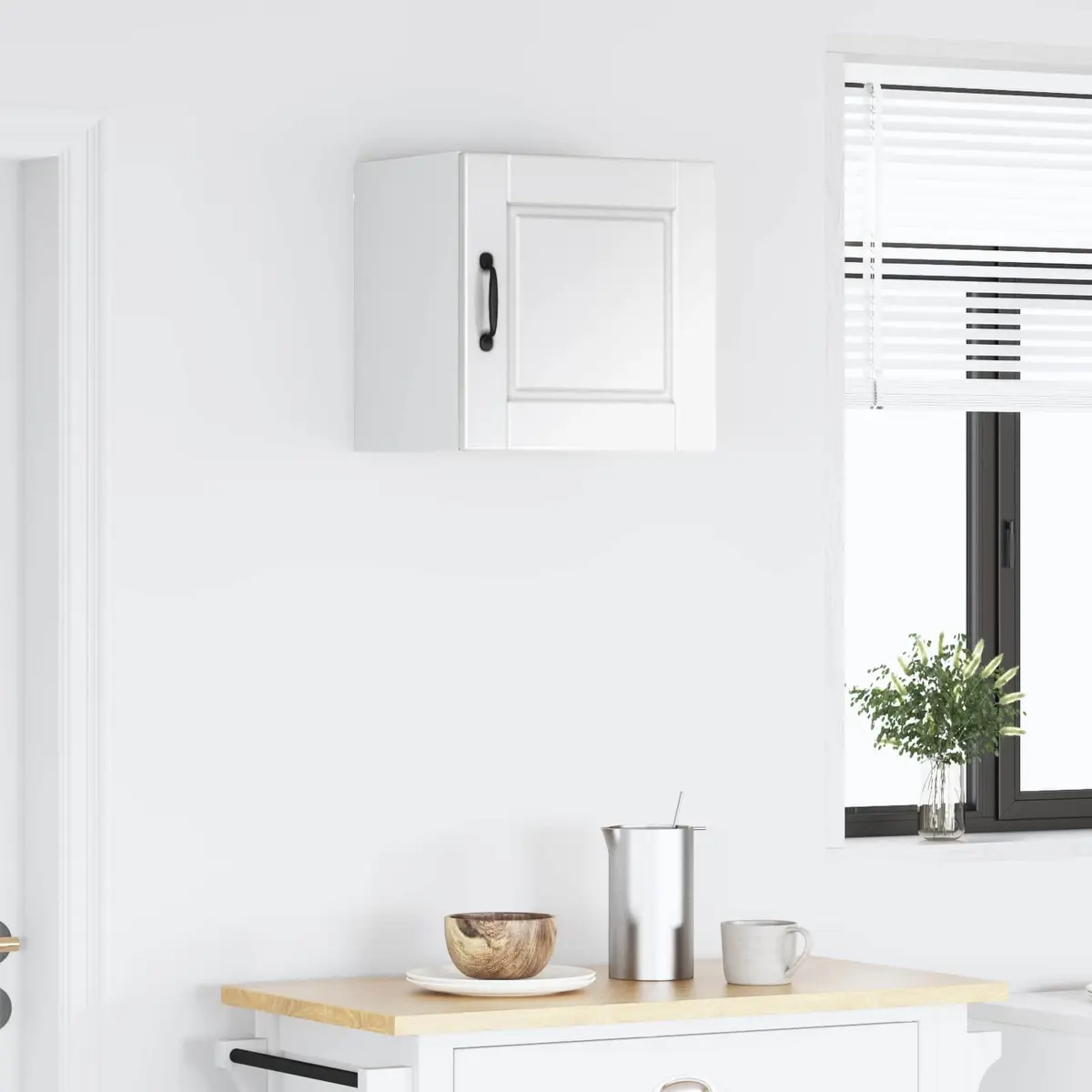 Wall Cabinet in High Gloss White Finish