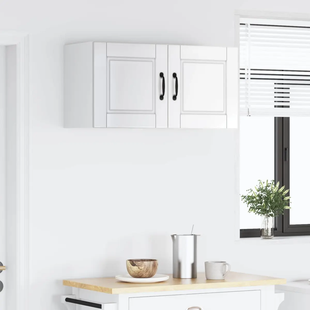 Wall Cabinet Kitchen Storage 40x31x40cm High Gloss White 2 Piece