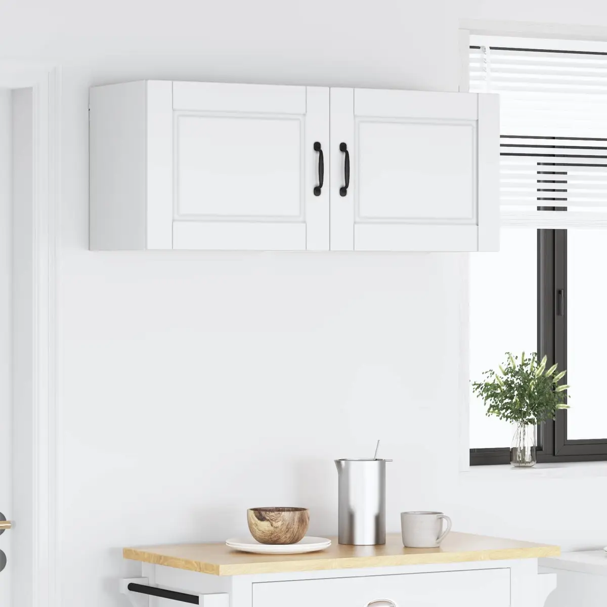 Wall Cabinet Kitchen Storage White 50 x 31 x 40 cm Set of 2