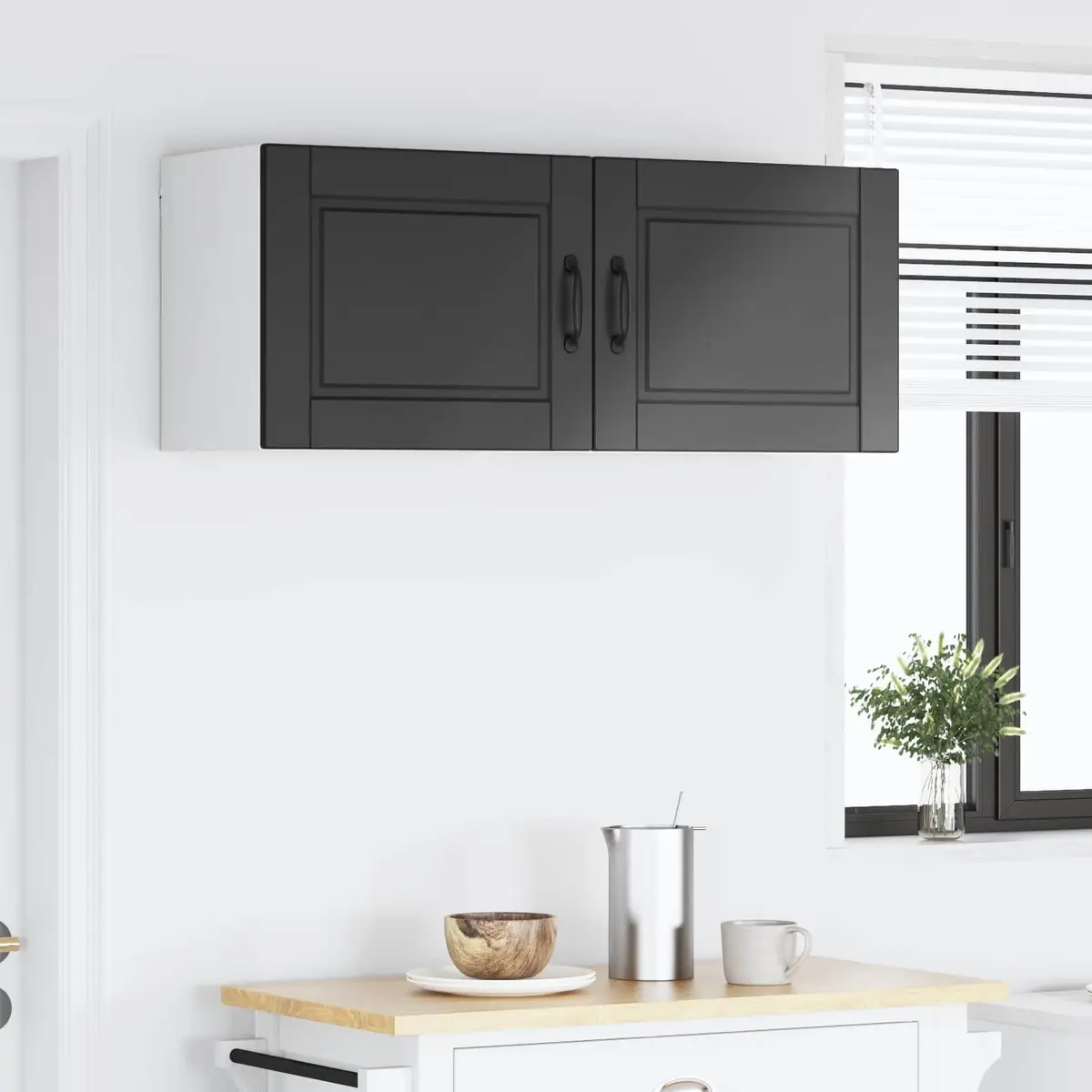 Wall Cabinet PORTO 2 pcs Black Kitchen Storage Engineered Wood 50 x 31 x 40 cm