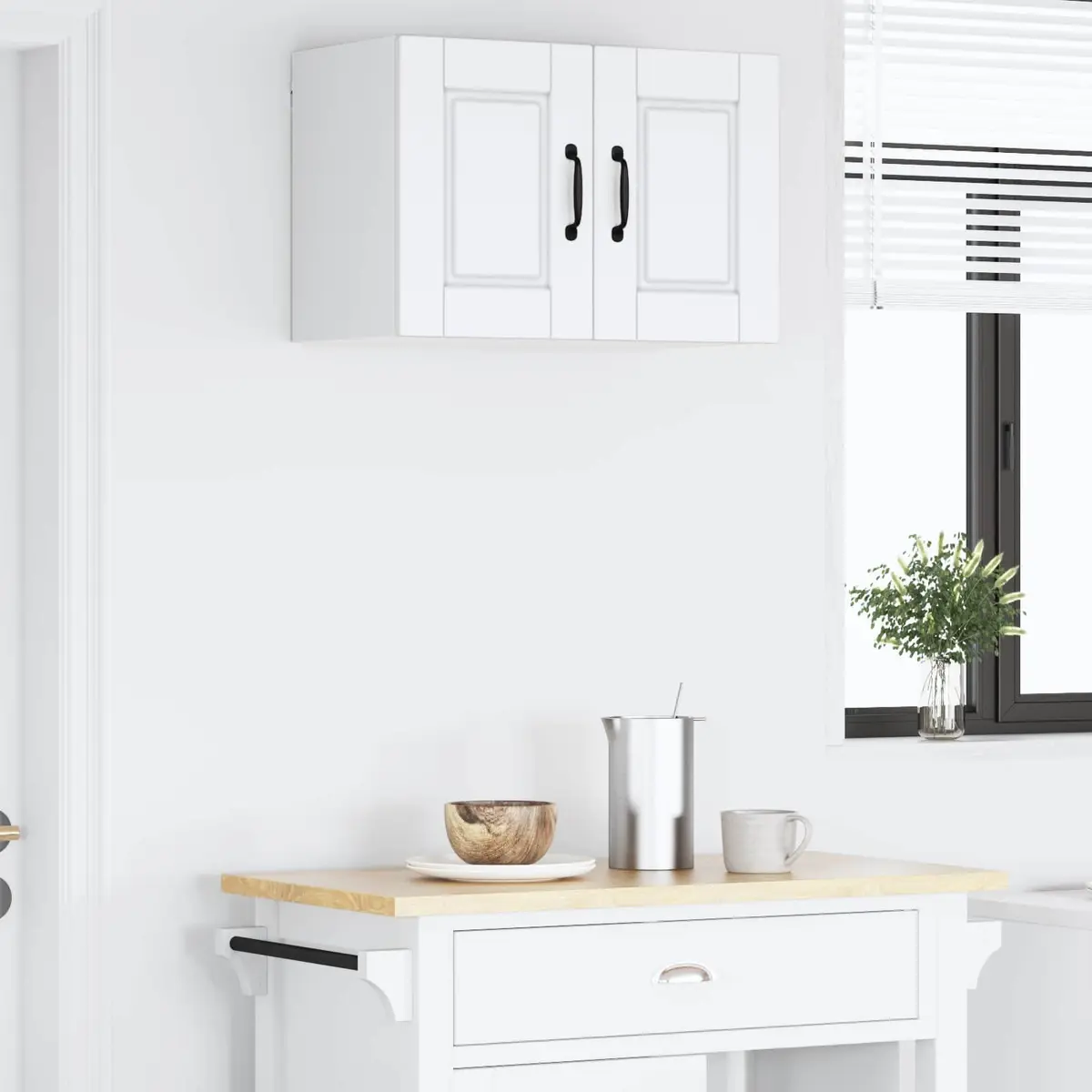 Wall Cabinet Kitchen Storage 60x31x40cm White Engineered Wood Shelf Organizer