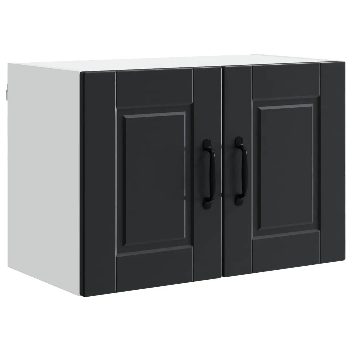 Wall Cabinet Kitchen Storage 60x31x40cm Black Engineered Wood Shelves Unit