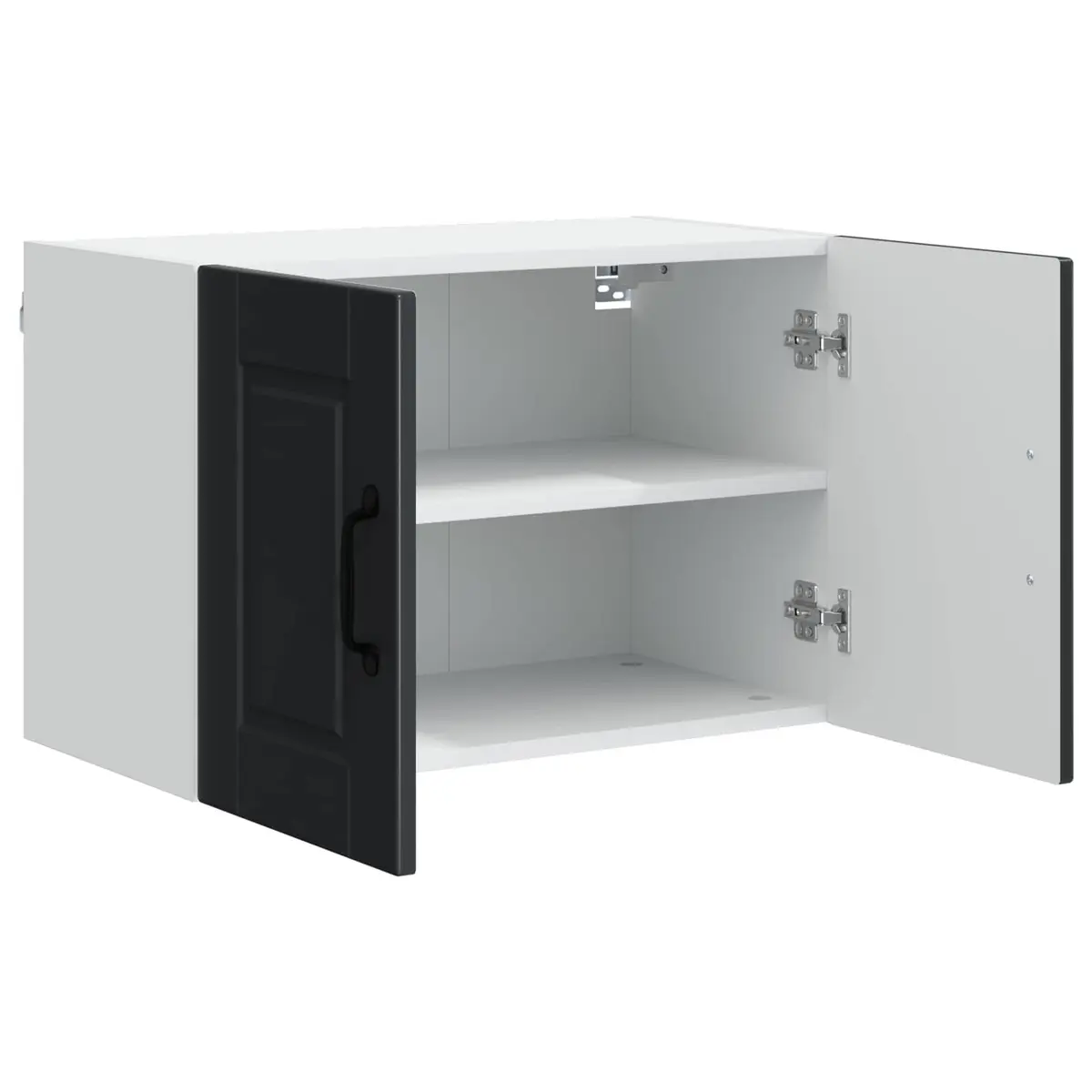 Wall Cabinet Kitchen Storage 60x31x40cm Black Engineered Wood Shelves Unit