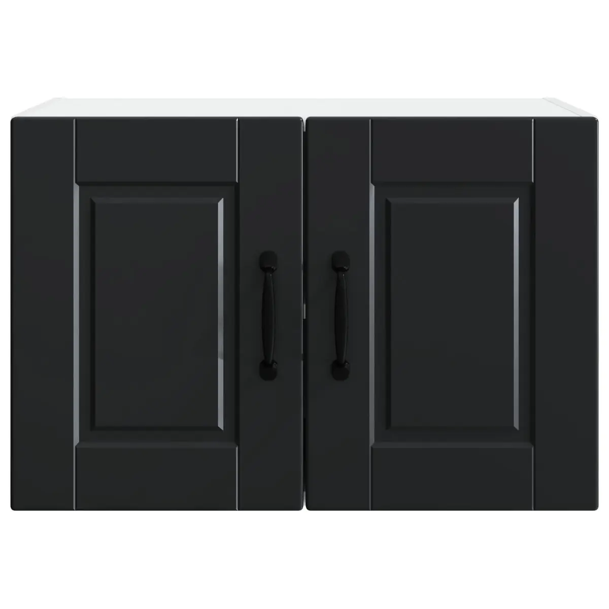 Wall Cabinet Kitchen Storage 60x31x40cm Black Engineered Wood Shelves Unit