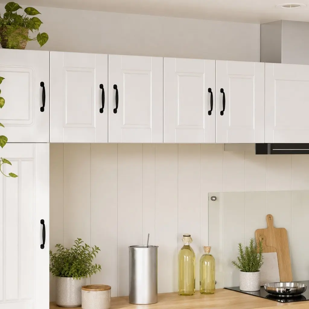 Wall Cabinet Kitchen Storage 60cm High Gloss White Engineered Wood Modern 2 Pack
