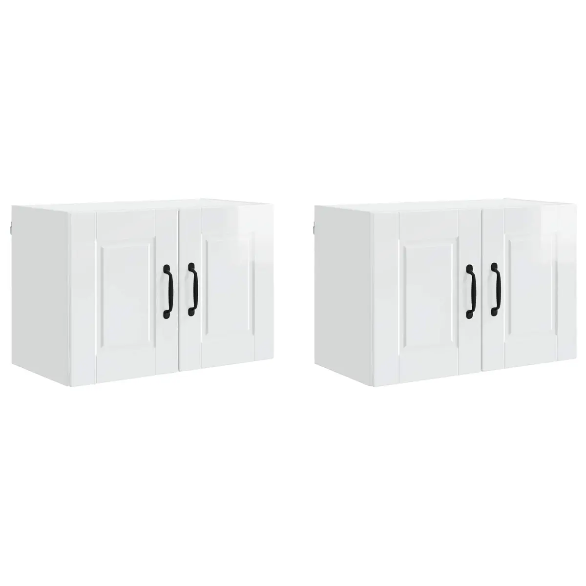 Wall Cabinet Kitchen Storage 60cm High Gloss White Engineered Wood Modern 2 Pack