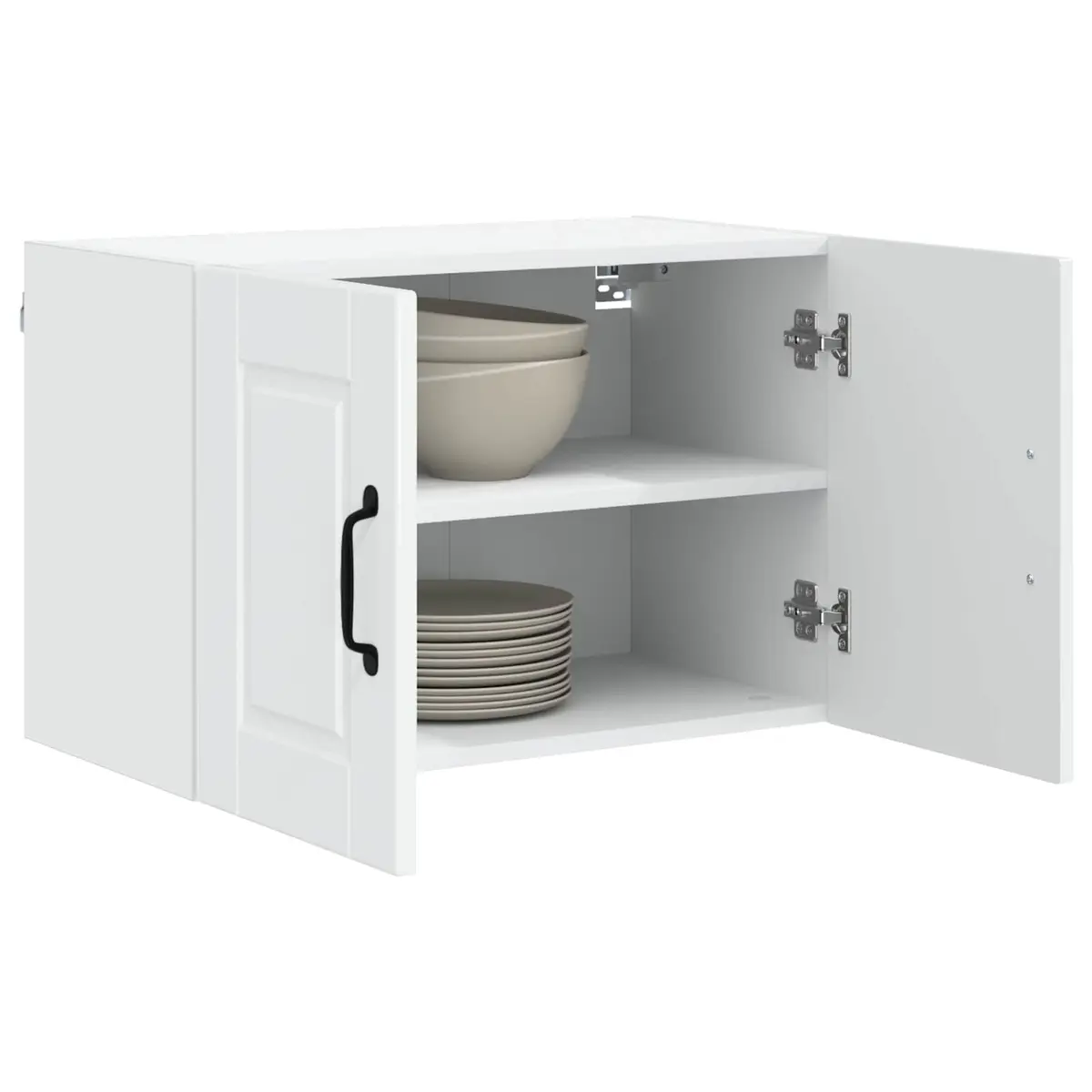 Wall Cabinet Kitchen Storage 60cm High Gloss White Engineered Wood Modern 2 Pack