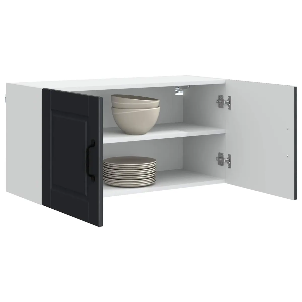 Wall Cabinet Kitchen Storage 80x31x40cm Black Engineered Wood Mounted Shelf