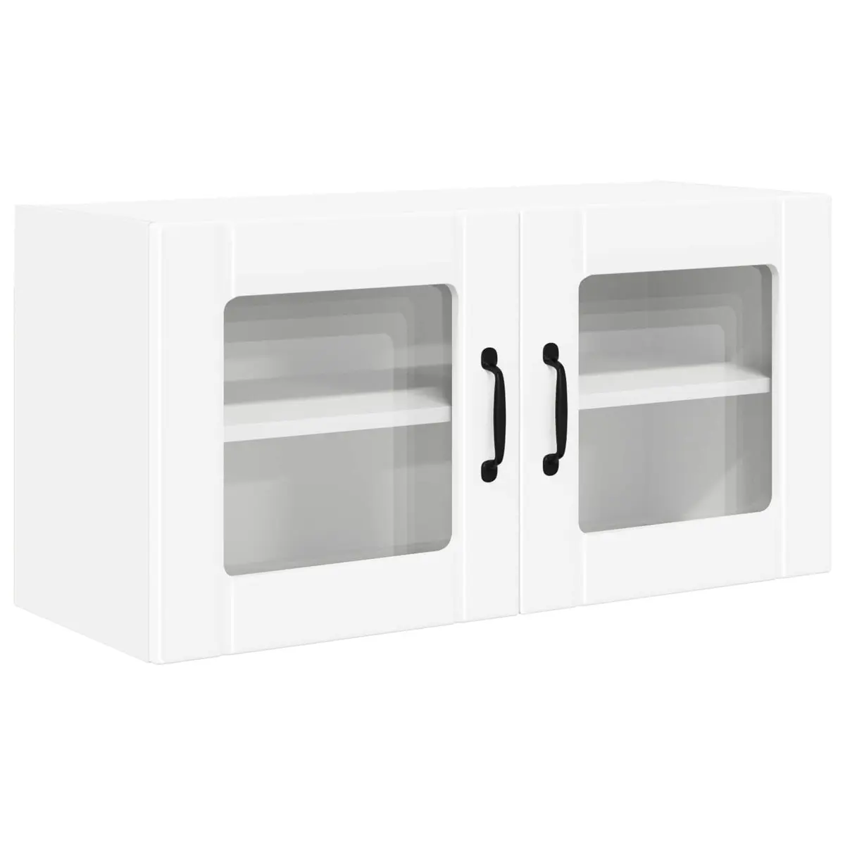 Wall Glass Cabinet Storage Unit Kitchen Organiser White 80x31x40cm Shelves