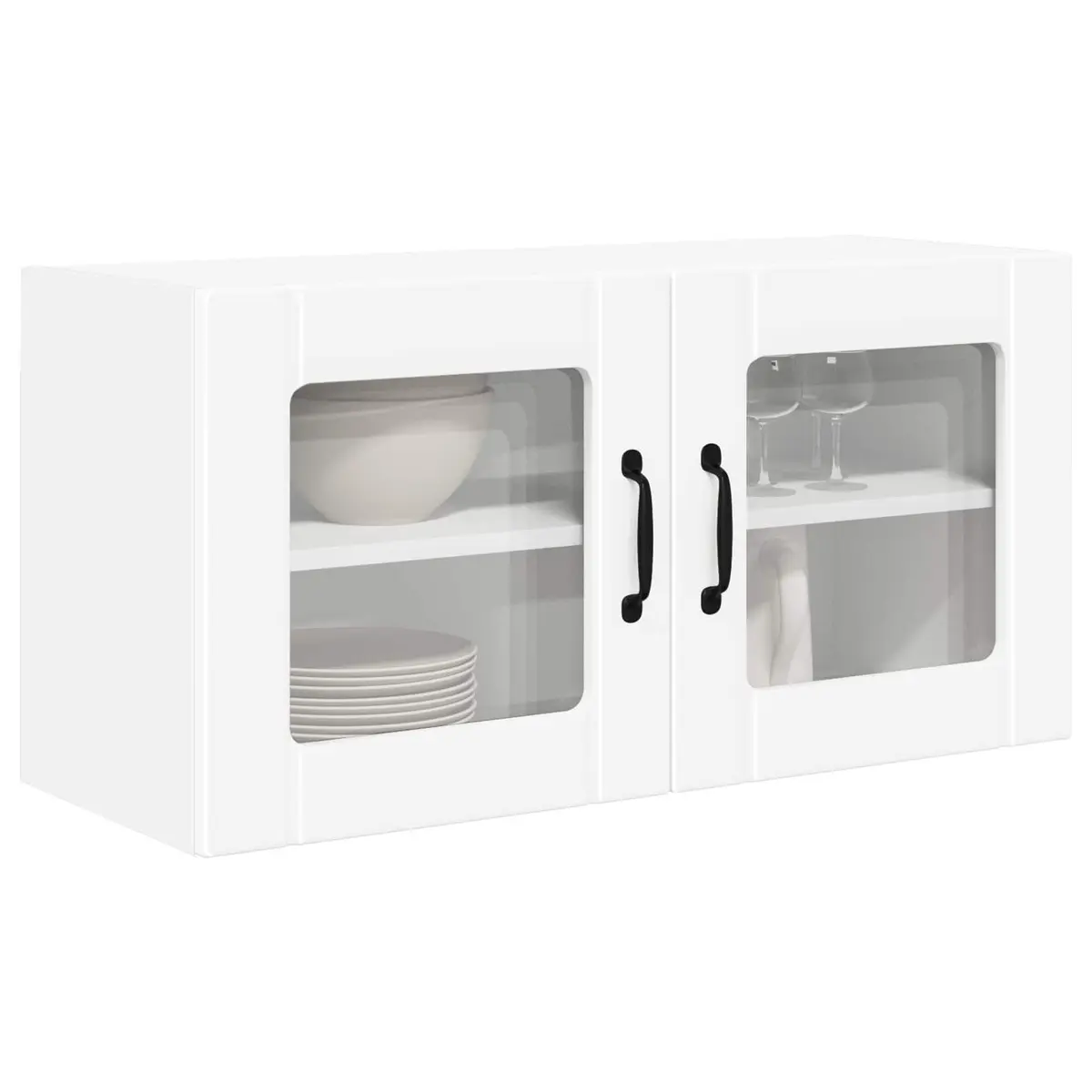 Wall Glass Cabinet Storage Unit Kitchen Organiser White 80x31x40cm Shelves
