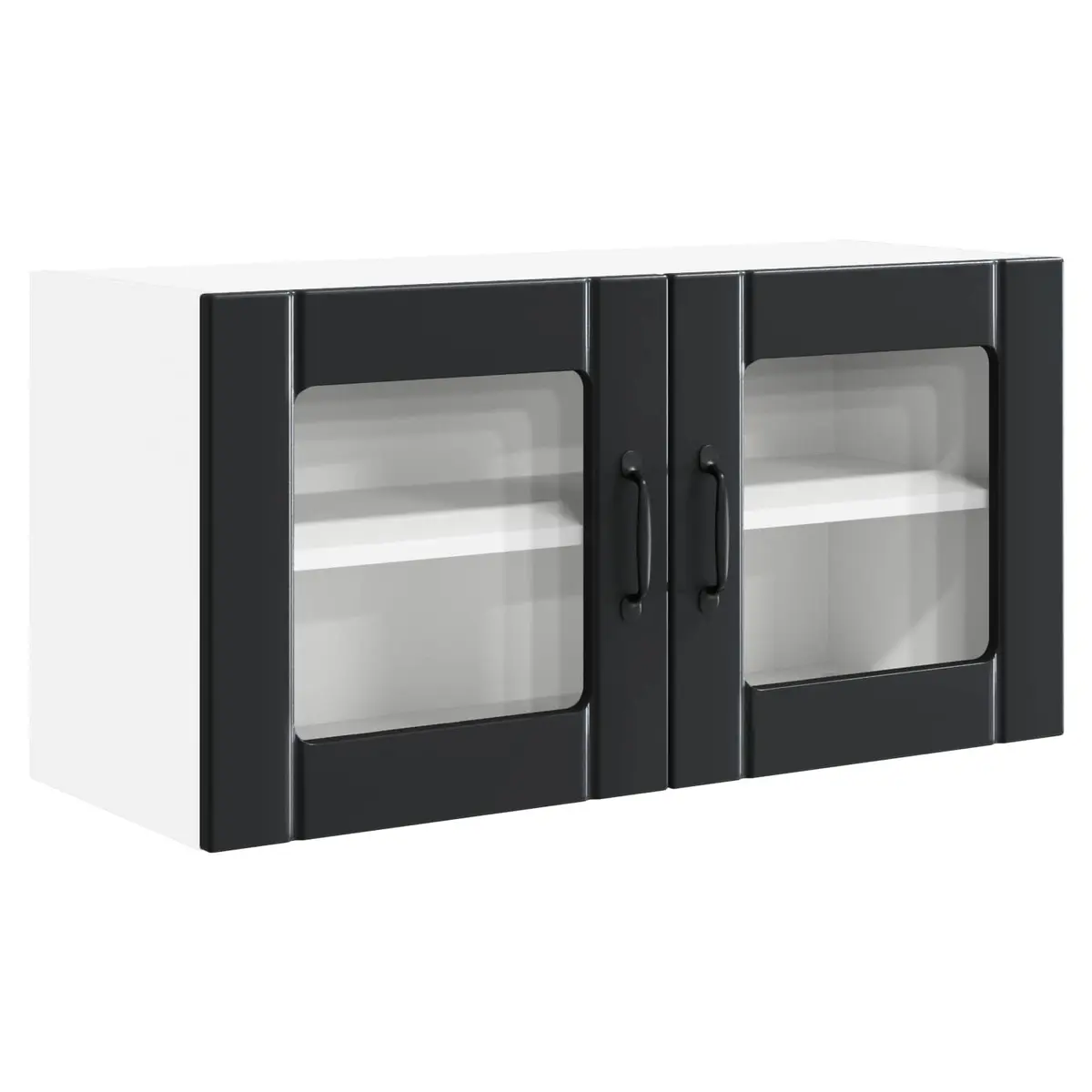 Wall Glass Cabinet Kitchen Storage 80x31x40cm Black Engineered Wood Modern
