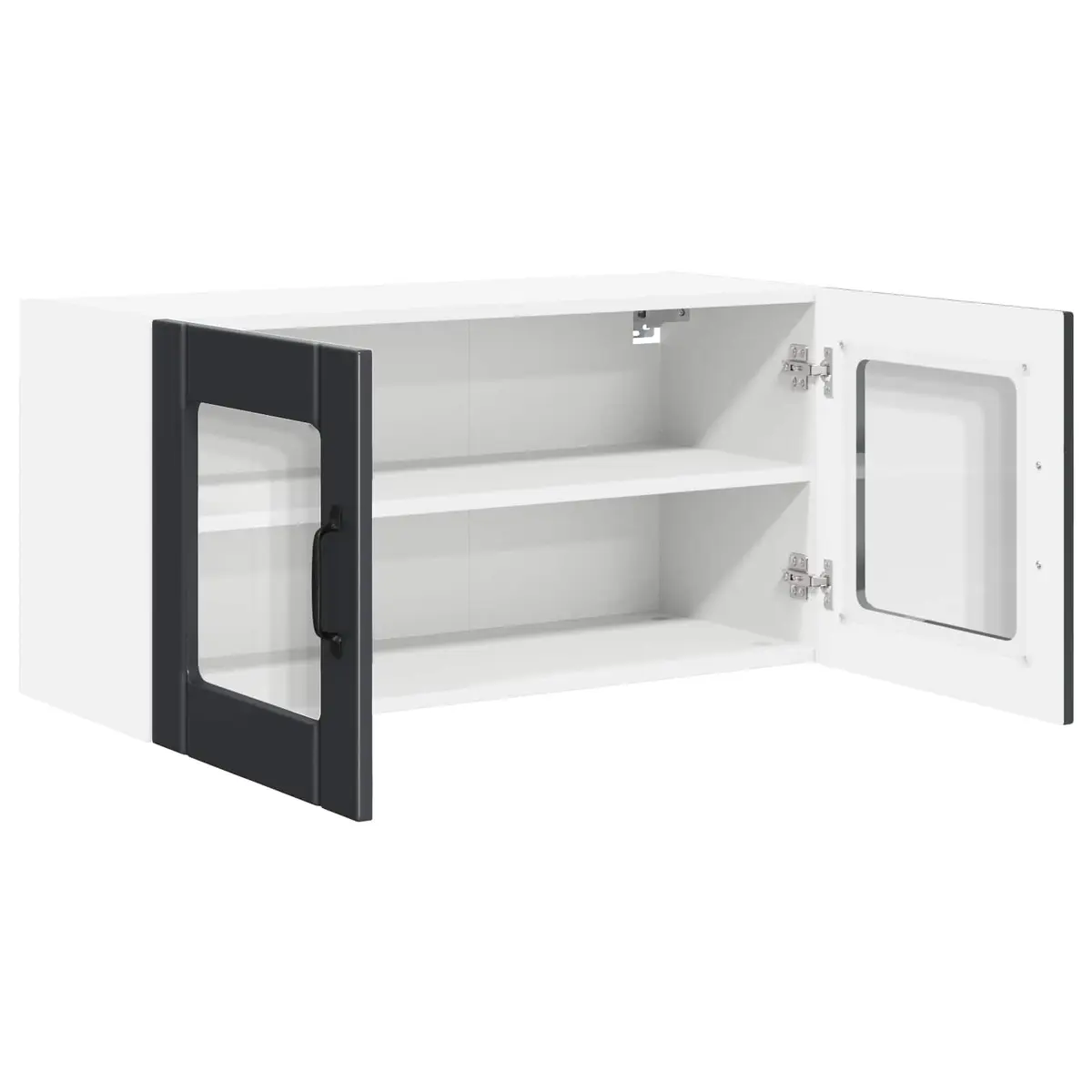 Wall Glass Cabinet Kitchen Storage 80x31x40cm Black Engineered Wood Modern