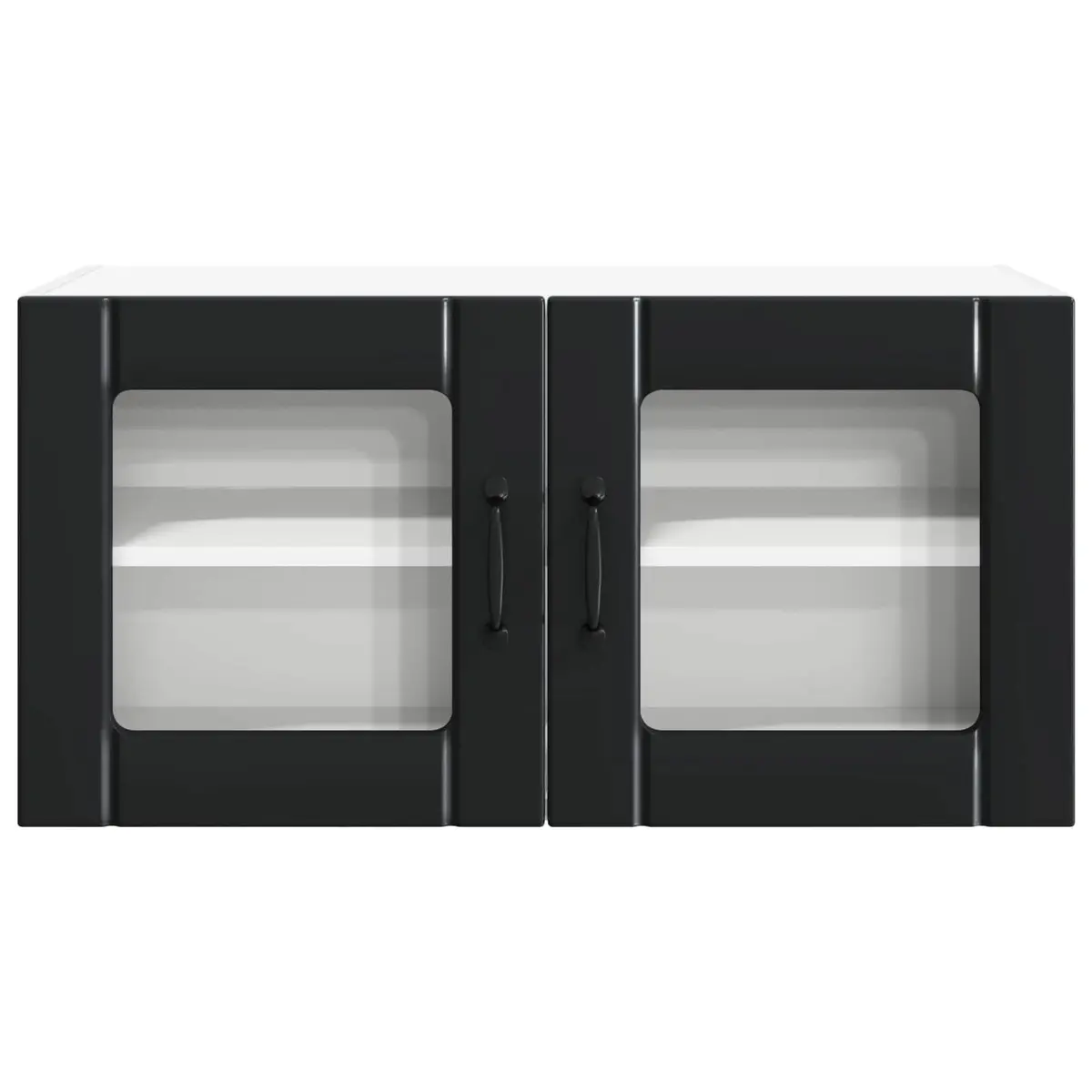 Wall Glass Cabinet Kitchen Storage 80x31x40cm Black Engineered Wood Modern
