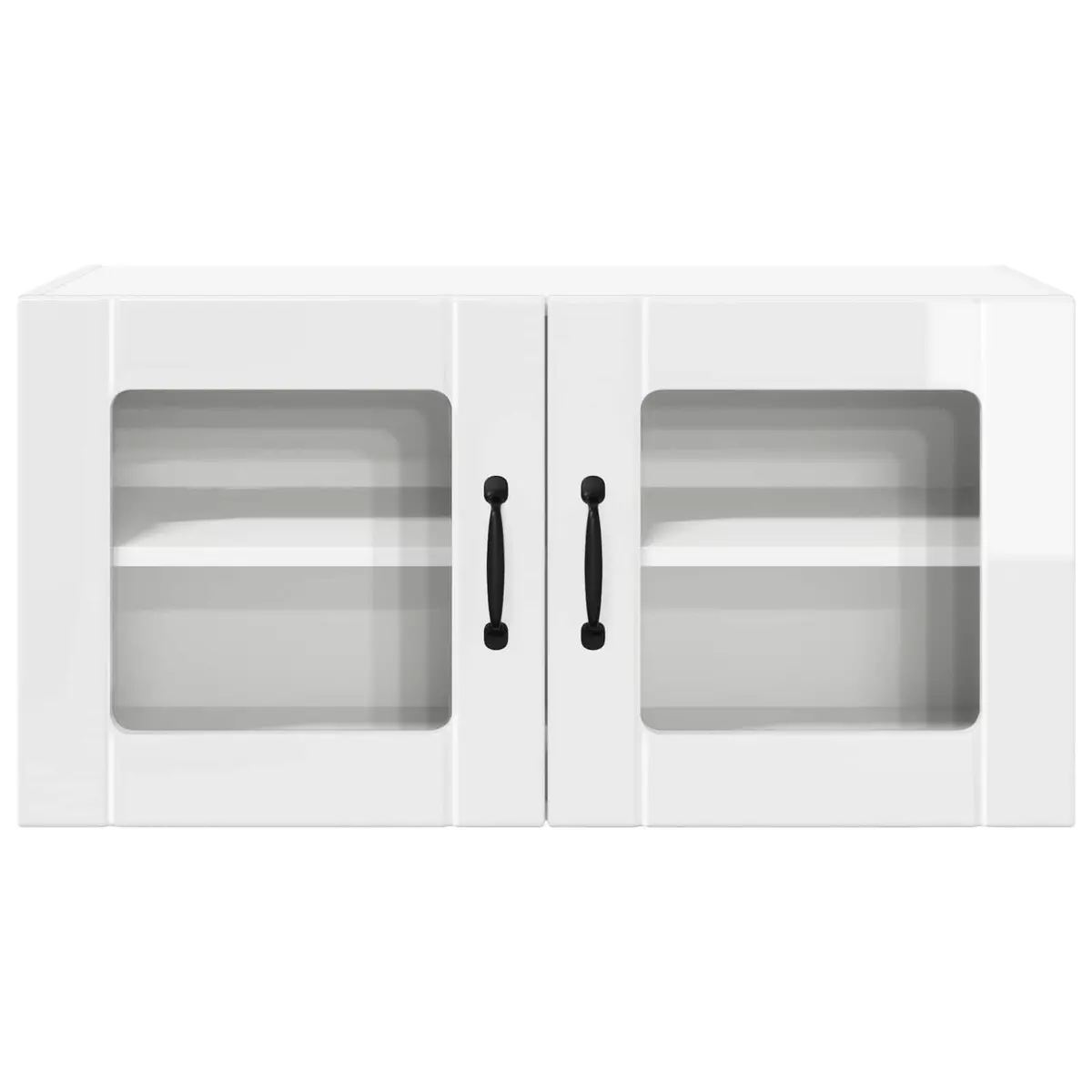 Wall Glass Cabinet High Gloss White Kitchen Storage Shelves 80 x 31 x 40 cm