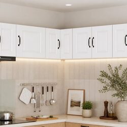 Wall Corner Cabinet Kitchen Storage White Wooden Organizer Shelves Compartments