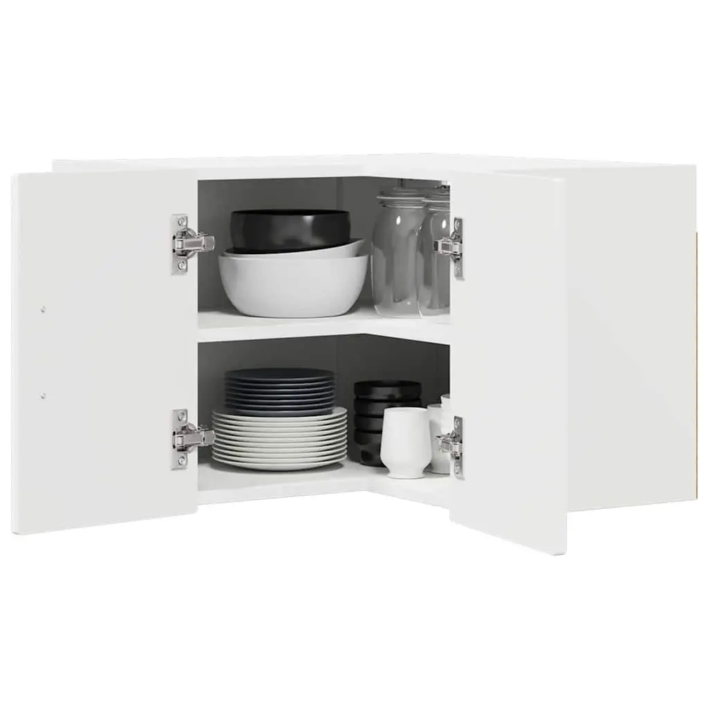 Wall Corner Cabinet Kitchen Storage White Engineered Wood Organizer Shelves Compartments