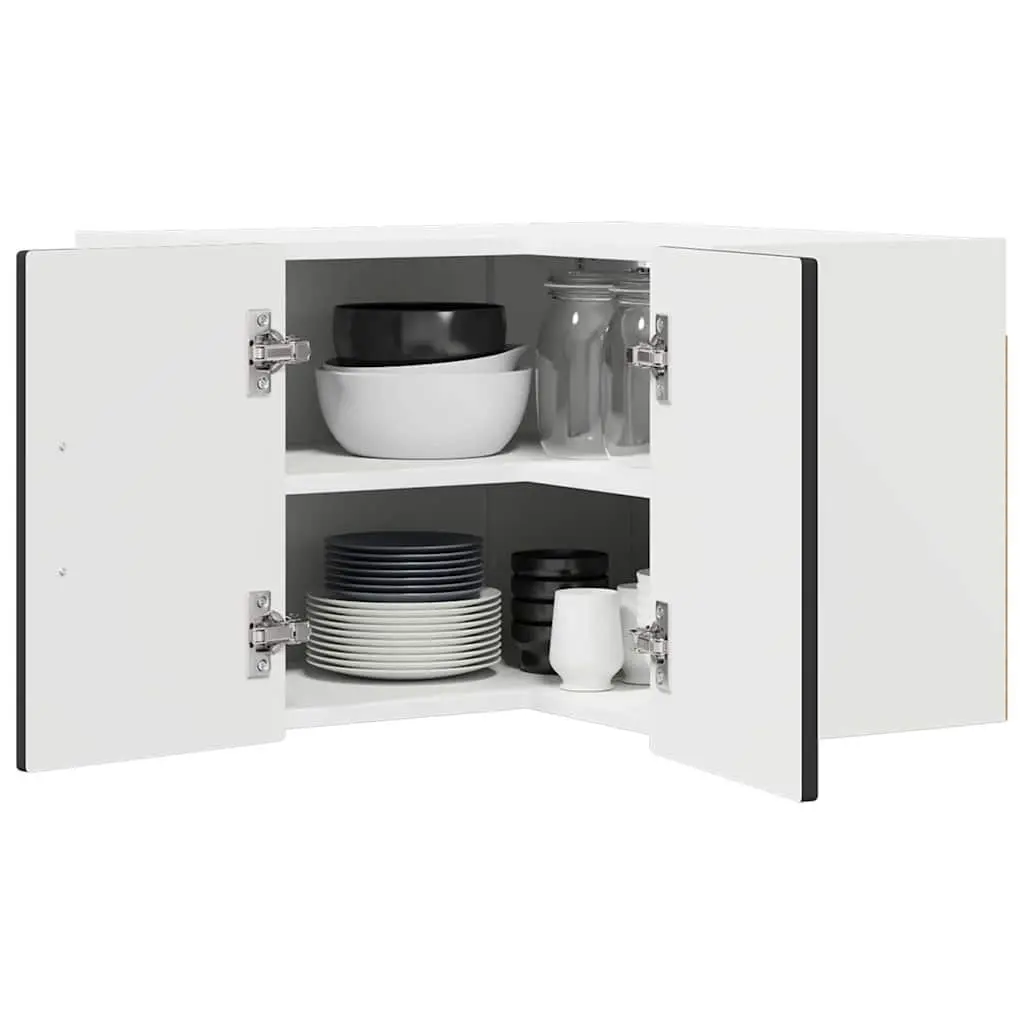 Wall Corner Kitchen Cabinet Black Storage Shelves Engineered Wood 57x57x40cm