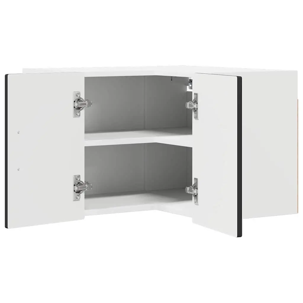 Wall Corner Kitchen Cabinet Black Storage Shelves Engineered Wood 57x57x40cm