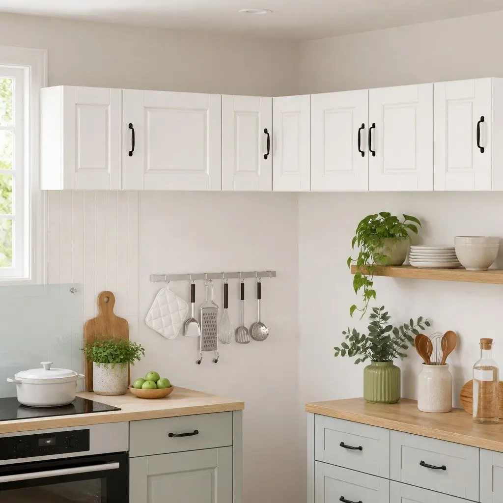 Wall Corner Kitchen Cabinet High Gloss White Storage Shelves Modern Design