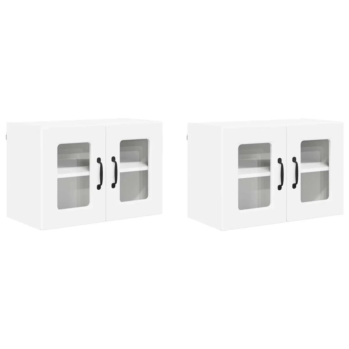 Wall Glass Cabinet Kitchen Storage 60x31x40cm White 2 Piece Modern