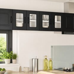 Value Black Wall Glass Cabinet 60x31x40cm for Kitchen Use